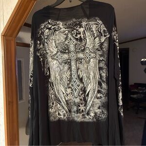 California Girlz Open Front Cardigan Women’s XL Affliction Style Goth USA
